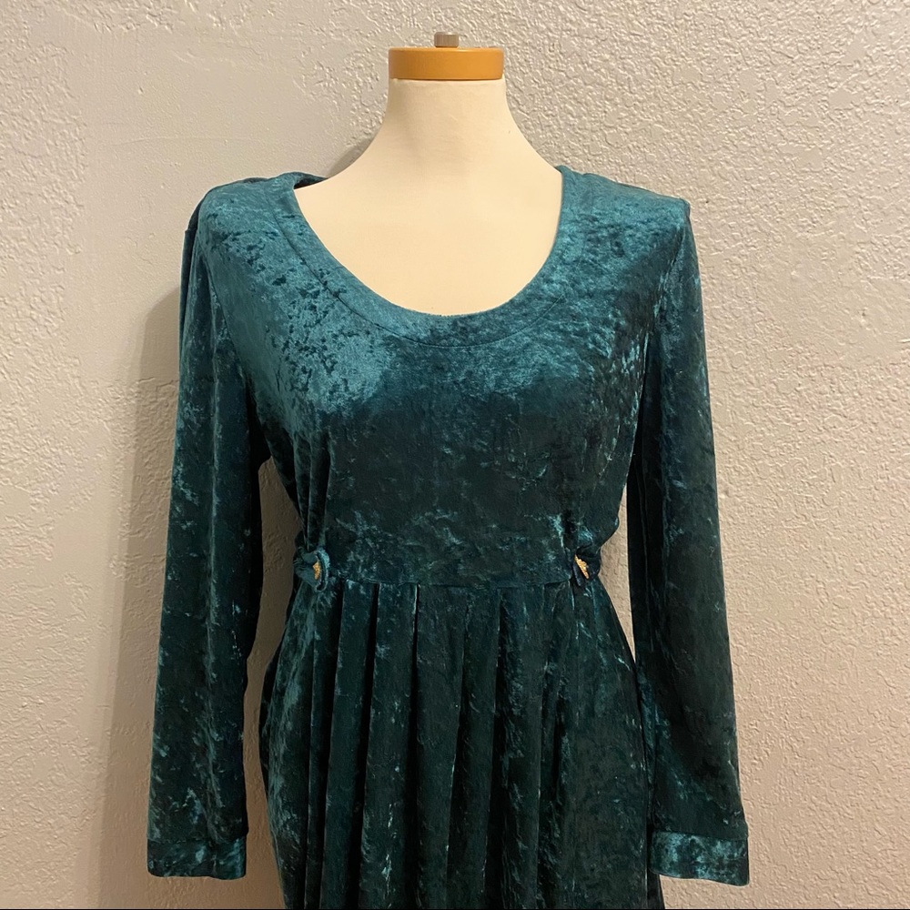 VINTAGE BRENT ALIXANDER EMERALD VELVET DRESS